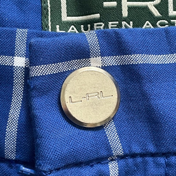 Ralph Lauren Active Bermuda golf shorts blue white plaid cotton Sz: 14 - Picture 3 of 7